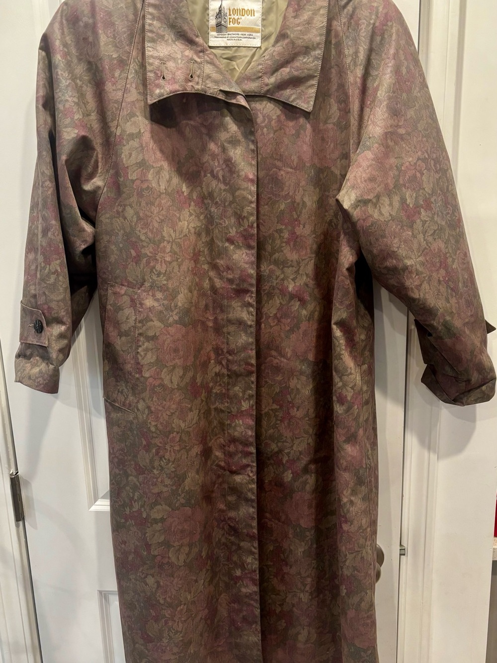 London Fog Dusty Mauve Floral Trench Coat